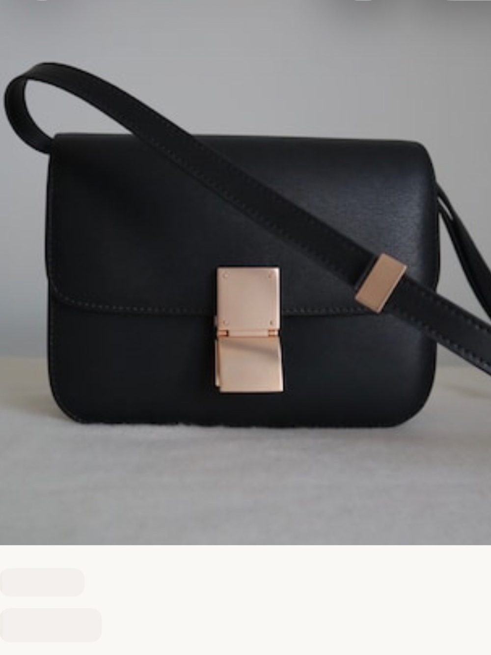 Classic Black Leather Crossbody Bag with Rose Gold Hardware